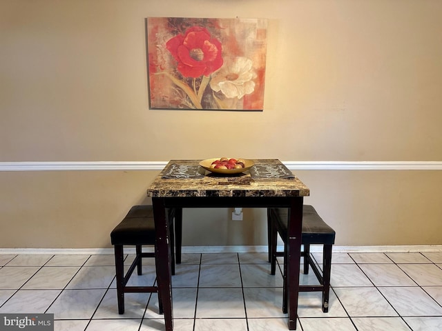 230 W Federal St, Burlington, NJ 08016 - dining space with baseboards and light tile patterned floors