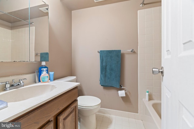 1206 Barry Ct, Southampton, PA 18966 - bathroom with toilet, vanity, tile patterned floors, bathing tub / shower combination, and baseboards