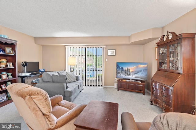 1206 Barry Ct, Southampton, PA 18966 - living room with light colored carpet, a textured ceiling, and baseboards