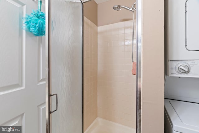 1206 Barry Ct, Southampton, PA 18966 - full bathroom with stacked washer / drying machine and a stall shower