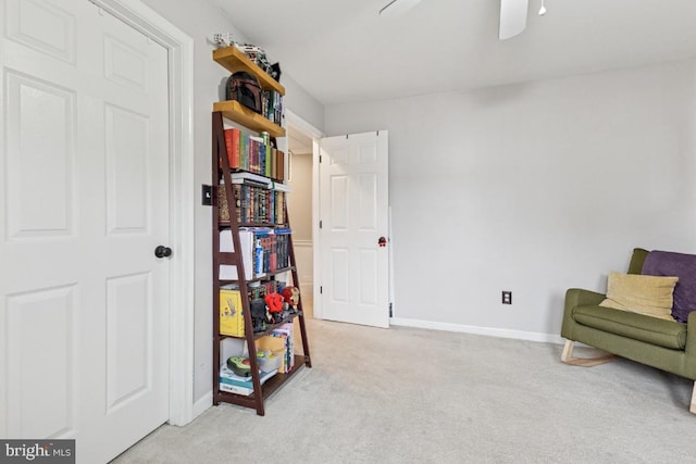 71 Sudbury Sq, Sterling, VA 20164 - sitting room with light carpet, baseboards, and ceiling fan