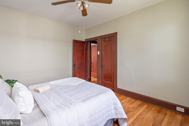 3023 Chesley, Baltimore, MD 21234 - bedroom featuring baseboards, light wood-style floors, and ceiling fan