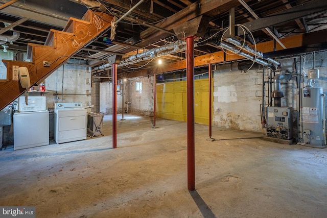 3023 Chesley, Baltimore, MD 21234 - unfinished below grade area featuring independent washer and dryer, gas water heater, and a heating unit