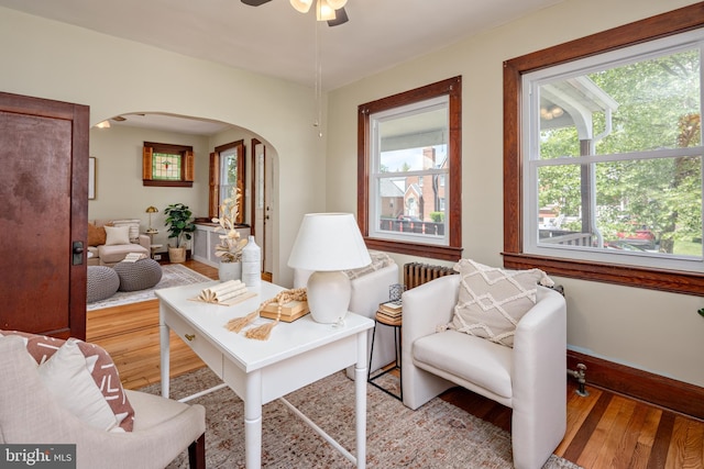 3023 Chesley, Baltimore, MD 21234 - living room with arched walkways, light wood-type flooring, plenty of natural light, and baseboards