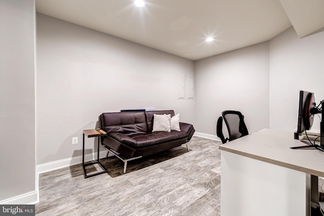 42720 Mount Auburn Pl, Broadlands, VA 20148 - office with light wood-type flooring, recessed lighting, and baseboards
