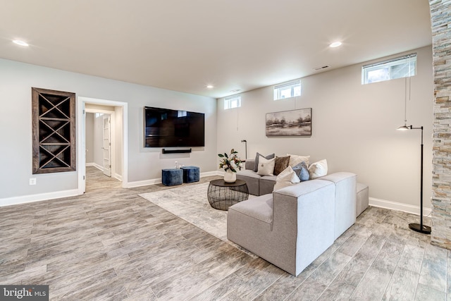 42720 Mount Auburn Pl, Broadlands, VA 20148 - living area featuring wood finished floors, baseboards, and recessed lighting