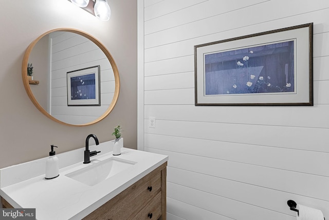 22415 Conservancy Dr, Ashburn, VA 20148 - bathroom with vanity and wooden walls