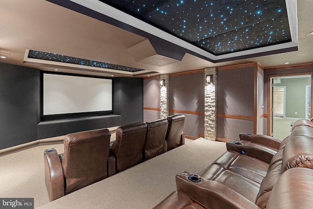 22415 Conservancy Dr, Ashburn, VA 20148 - cinema room featuring a raised ceiling and baseboards