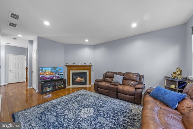 3 River Birch Cir, Princeton, NJ 08540 - living area with wood finished floors, recessed lighting, a fireplace with flush hearth, and baseboards