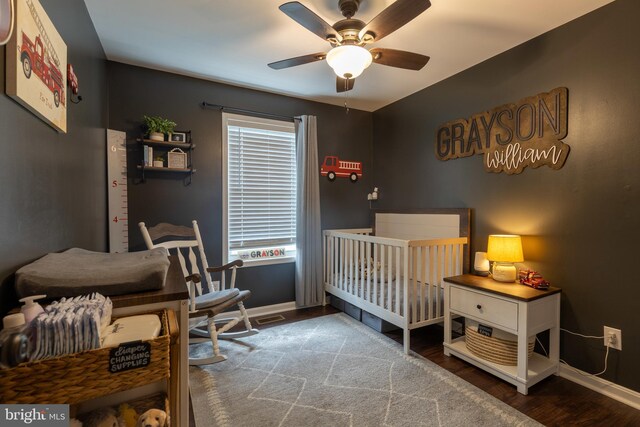 15245 Wedgewood Dr, Greencastle, PA 17225 - bedroom featuring baseboards, wood finished floors, and a ceiling fan