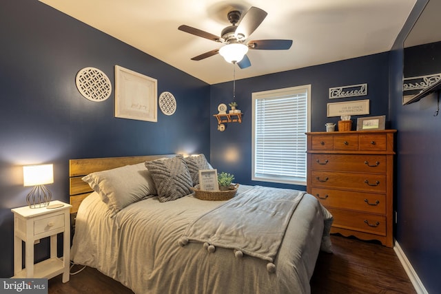 15245 Wedgewood Dr, Greencastle, PA 17225 - bedroom featuring dark wood-type flooring, baseboards, and ceiling fan