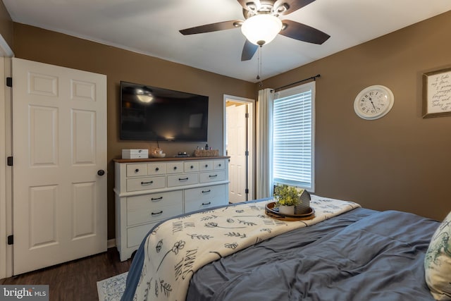 15245 Wedgewood Dr, Greencastle, PA 17225 - bedroom featuring dark wood finished floors and ceiling fan