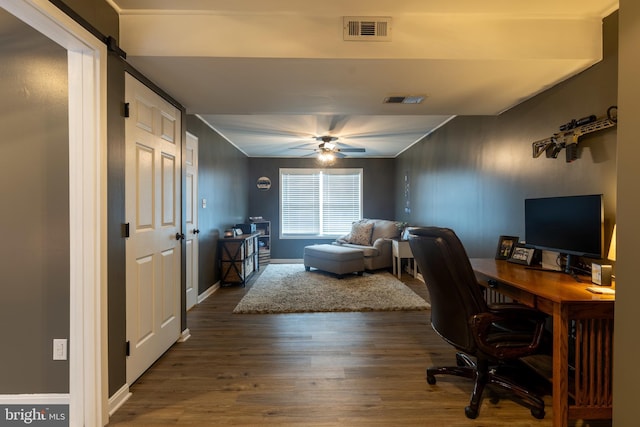 15245 Wedgewood Dr, Greencastle, PA 17225 - office space featuring dark wood finished floors, baseboards, and a ceiling fan
