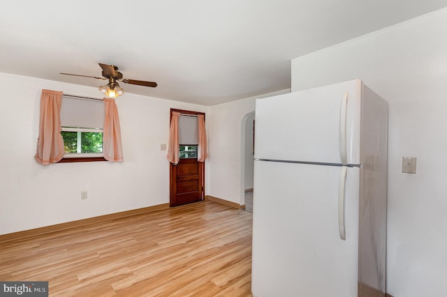 335 Bolton Ave, Carlisle, PA 17013 - kitchen featuring freestanding refrigerator, light wood-style floors, and a ceiling fan
