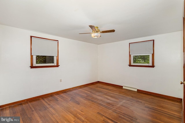 335 Bolton Ave, Carlisle, PA 17013 - empty room featuring wood-type flooring, ceiling fan, baseboards, and baseboard heating