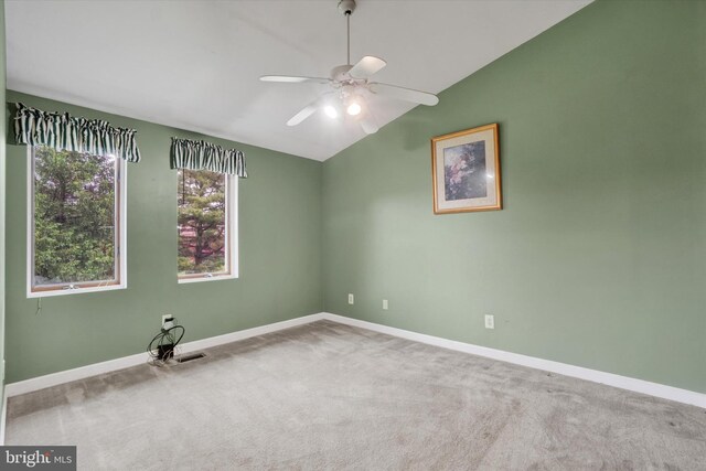 8292 Hickory Rd, Stewartstown, PA 17363 - carpeted spare room featuring lofted ceiling, baseboards, and a ceiling fan