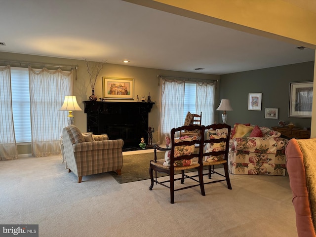 3001 E Chestnut Ave Unit G62, Vineland, NJ 08361 - living room featuring carpet flooring and a fireplace