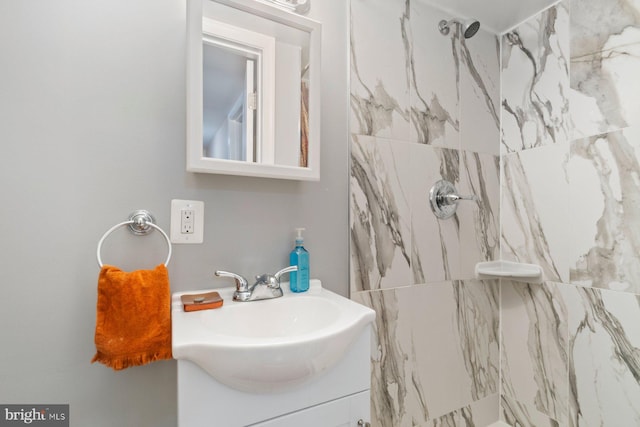 1317 Winston Ave, Baltimore, MD 21239 - bathroom featuring a marble finish shower and vanity