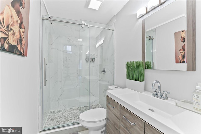 721 Daly St, Philadelphia, PA 19148 - full bathroom with a marble finish shower, vanity, and toilet