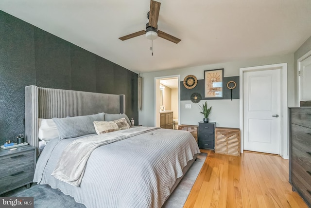 211 Brown St Unit 15, Philadelphia, PA 19123 - bedroom with light wood-style floors, ceiling fan, and vaulted ceiling
