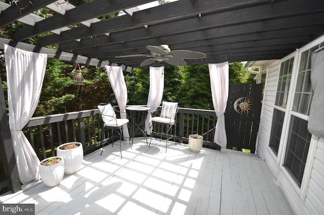 6385 Hunters Crossing Ct, Eldersburg, MD 21784 - deck featuring a pergola and a ceiling fan