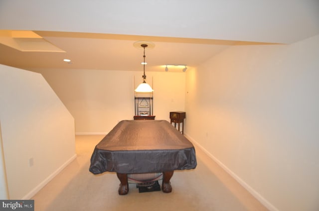 6385 Hunters Crossing Ct, Eldersburg, MD 21784 - recreation room featuring billiards table, baseboards, carpet floors, and recessed lighting