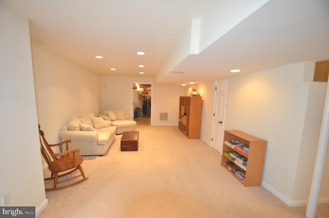 6385 Hunters Crossing Ct, Eldersburg, MD 21784 - living area with recessed lighting, carpet flooring, and baseboards