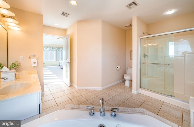 39 Kentucky Dr, Little Egg Harbor Twp, NJ 08087 - full bath featuring vanity, a jetted tub, toilet, a shower stall, and recessed lighting
