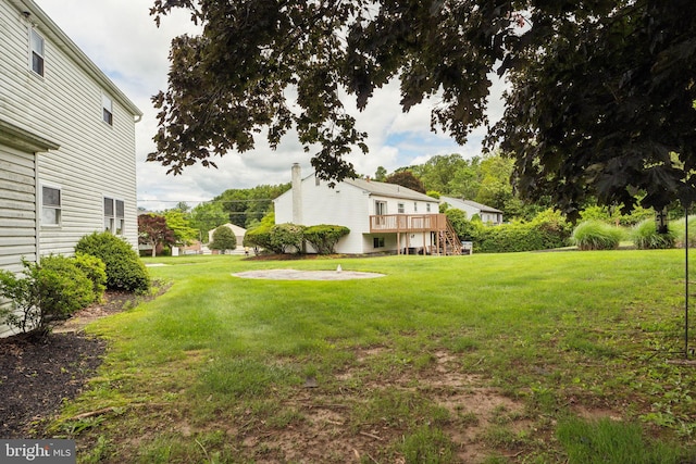 1070 Decker Ln, Warminster, PA 18974 - view of green lawn with a deck and stairway
