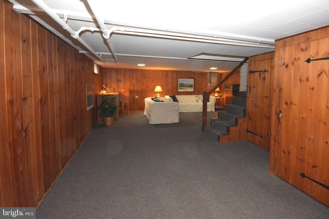 1598 Hollywood Dr, Lancaster, PA 17601 - finished basement with wood walls, carpet, and stairs