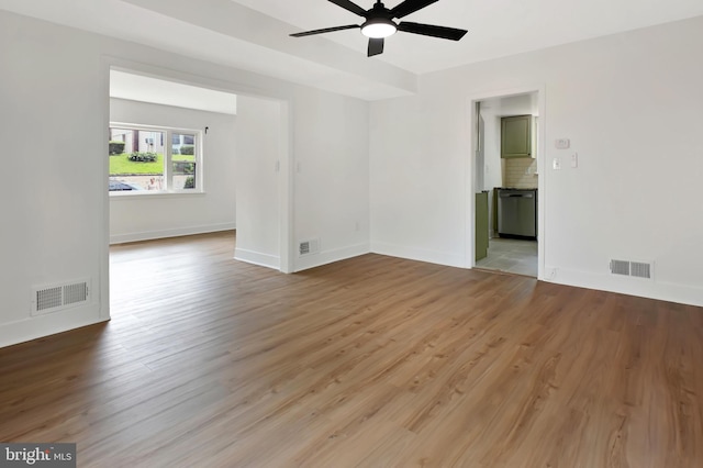 4504 Clay St NE, Washington, DC 20019 - empty room featuring a ceiling fan, wood finished floors, and baseboards