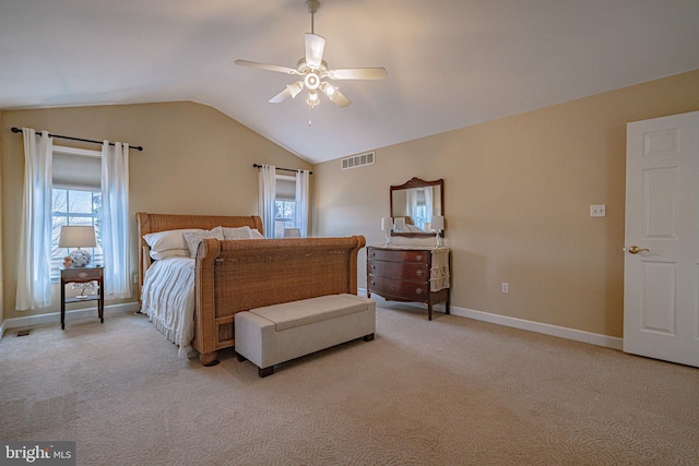 4408 Irish Creek Rd, Bernville, PA 19506 - bedroom with vaulted ceiling, light colored carpet, baseboards, and a ceiling fan