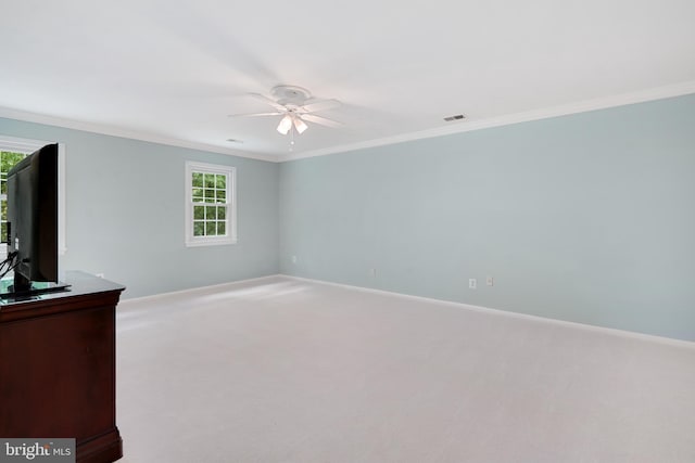 10401 Zion Dr, Fairfax, VA 22032 - unfurnished room with a ceiling fan, carpet floors, crown molding, plenty of natural light, and baseboards