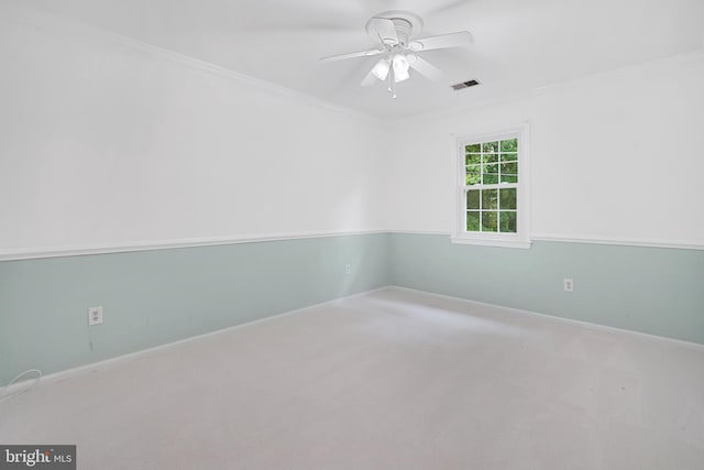 10401 Zion Dr, Fairfax, VA 22032 - carpeted spare room with ceiling fan, crown molding, and baseboards