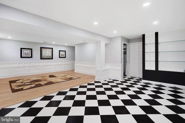 10401 Zion Dr, Fairfax, VA 22032 - finished basement featuring recessed lighting and a wainscoted wall