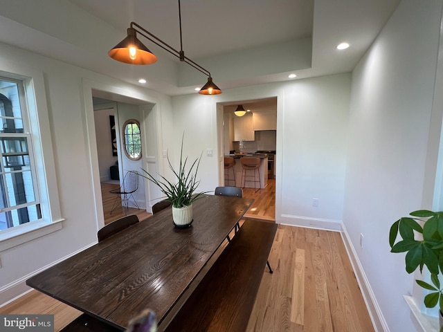 3200 Winnett Rd, Chevy Chase, MD 20815 - dining area with wood finished floors, recessed lighting, baseboards, and plenty of natural light