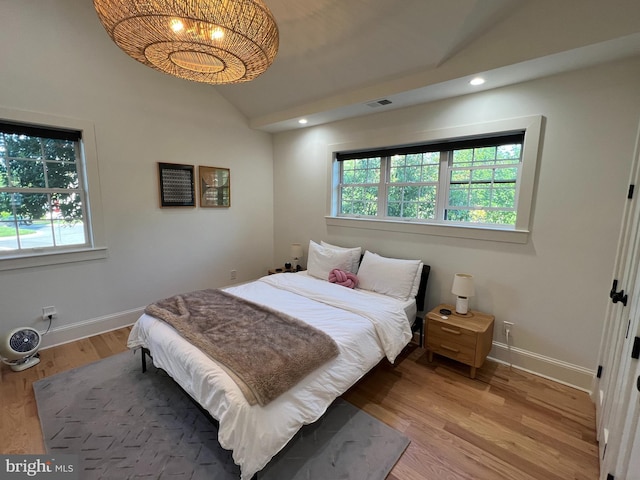 3200 Winnett Rd, Chevy Chase, MD 20815 - bedroom with lofted ceiling, light wood-type flooring, baseboards, and recessed lighting
