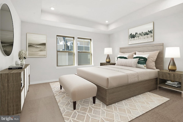 6253 Folly Ln, Alexandria, VA 22315 - carpeted bedroom with a raised ceiling, recessed lighting, and baseboards