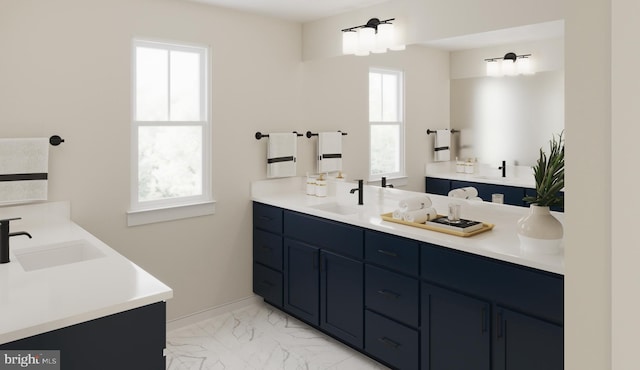 6253 Folly Ln, Alexandria, VA 22315 - bathroom featuring vanity and marble look tiles