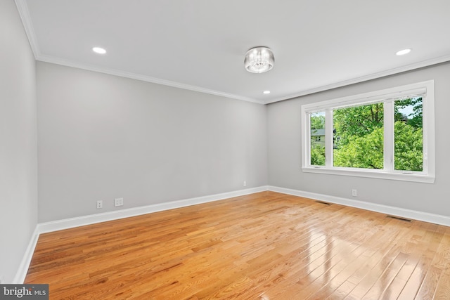 826 Suffolk Rd, Jenkintown, PA 19046 - spare room featuring ornamental molding, baseboards, light wood finished floors, and recessed lighting