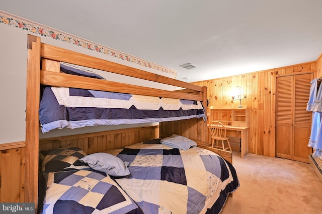 210 Pennsylvania Ave, Mount Gretna, PA 17064 - bedroom with wooden walls and carpet floors