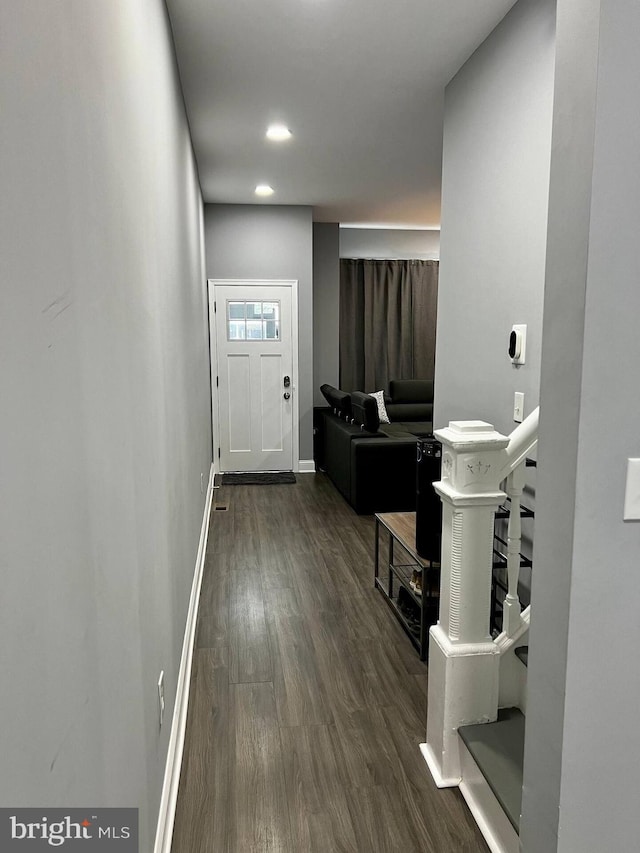 5E 27th St, Baltimore, MD 21218 - foyer with dark wood finished floors, baseboards, and recessed lighting