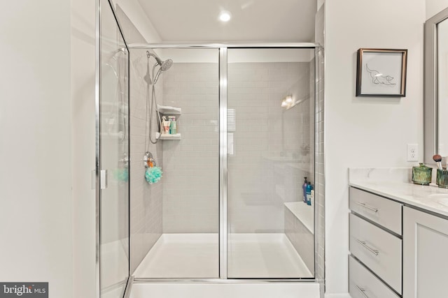 2042 Morgan Creek Dr, Quakertown, PA 18951 - full bathroom with vanity, a shower stall, and recessed lighting