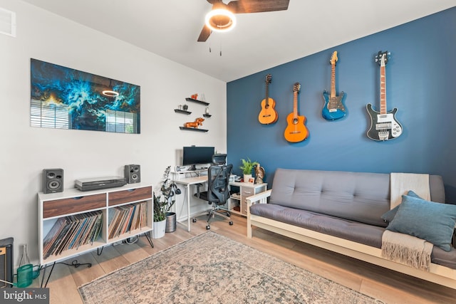 2042 Morgan Creek Dr, Quakertown, PA 18951 - home office featuring ceiling fan and wood finished floors