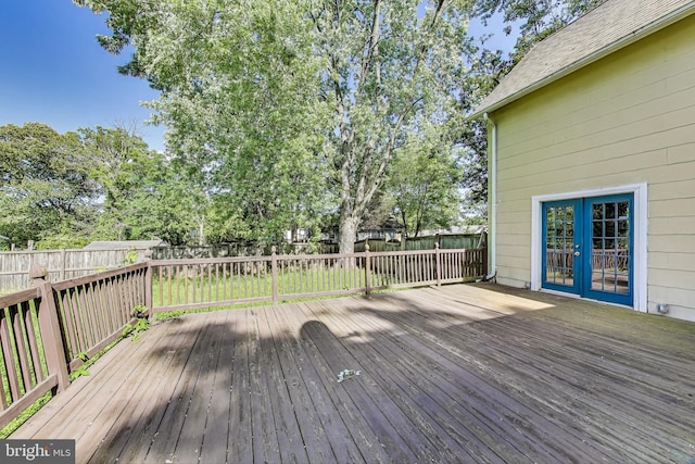 9112 3rd St, Lanham, MD 20706 - wooden terrace with a fenced backyard and french doors