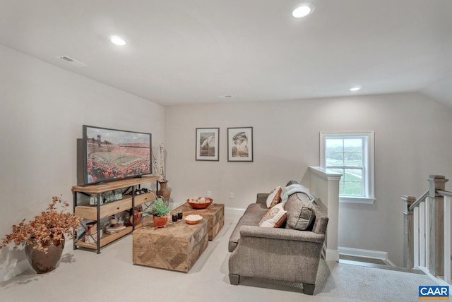 3 Farrow Ter, Charlottesville, VA 22901 - carpeted living room with recessed lighting, baseboards, and lofted ceiling