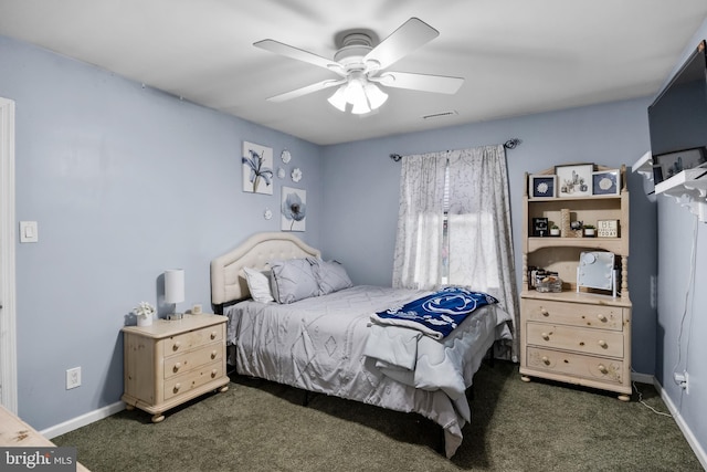 109 Johnson Ave, Oaklyn, NJ 08107 - bedroom featuring dark carpet, ceiling fan, and baseboards