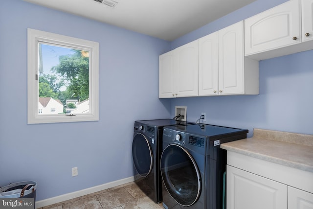 109 Johnson Ave, Oaklyn, NJ 08107 - laundry room featuring cabinet space, washing machine and dryer, and baseboards