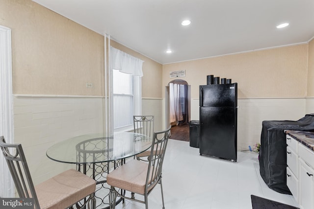 1419 Ellsworth St, Philadelphia, PA 19146 - dining area with a wainscoted wall and recessed lighting