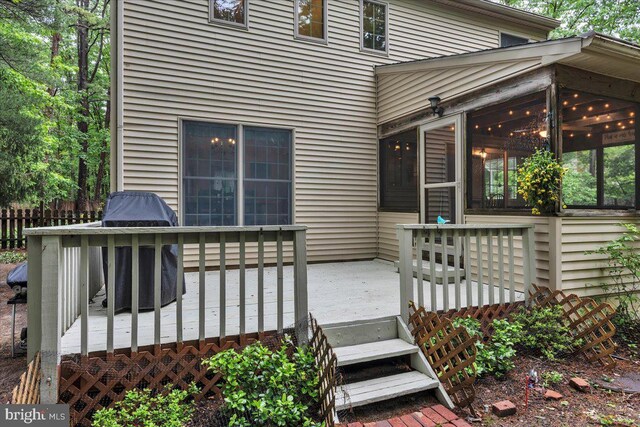 20 Laurel Dr, Tabernacle, NJ 08088 - wooden deck featuring a sunroom